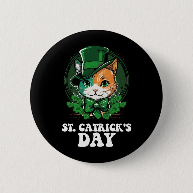 St Catricks Day Cat Lovers St Patrick's Day 6 Cm Round Badge (Front)