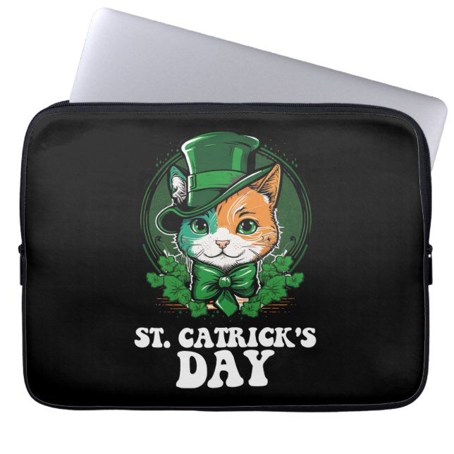 St Catricks Day Cat Lovers St Patrick's Day Laptop Sleeve (Front)