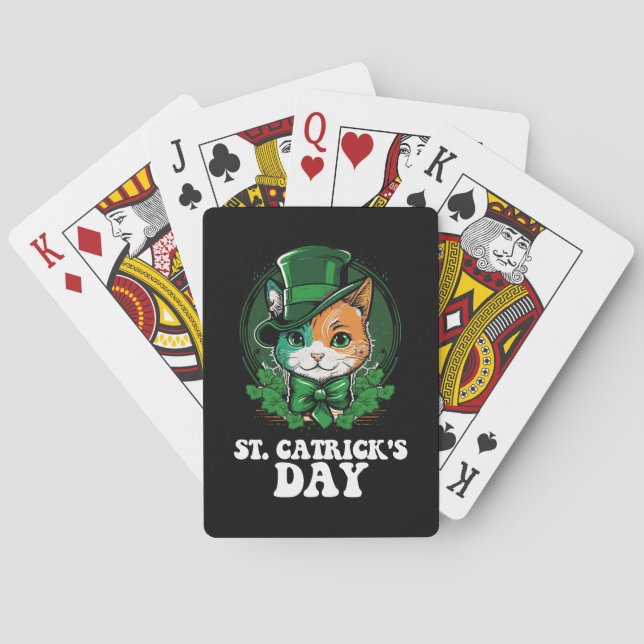 St Catricks Day Cat Lovers St Patrick's Day Playing Cards (Back)