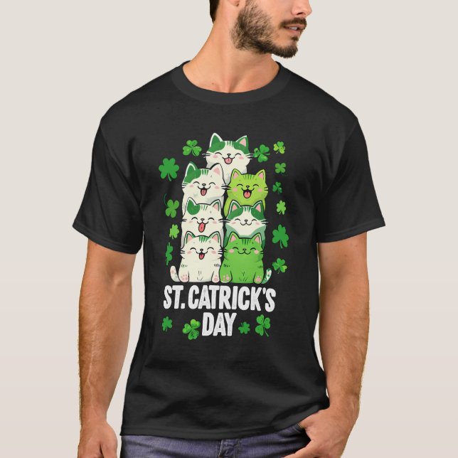 St. Catrick's Day - Cute Irish Cat St. Patrick's  T-Shirt (Front)