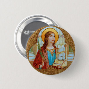 St. Cecilia of Rome (BK 003) 6 Cm Round Badge