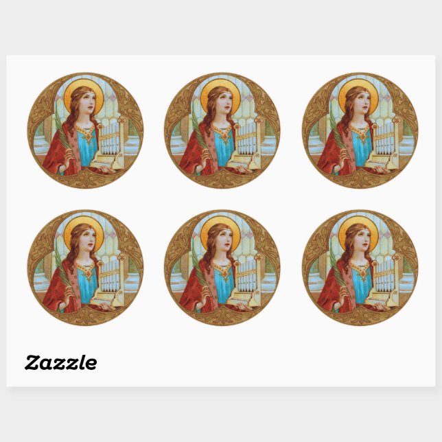 St. Cecilia of Rome (BK 003) Classic Round Sticker (Sheet)