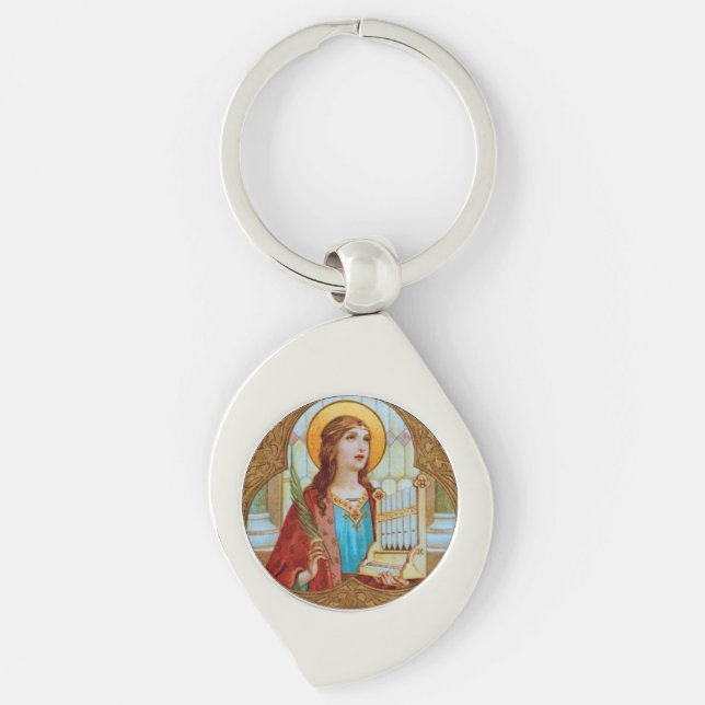 St. Cecilia of Rome (BK 003) Swirl Key Ring (Front)