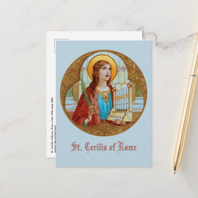 St. Cecilia of Rome (BK 003) Vertical Postcard (Front/Back In Situ)