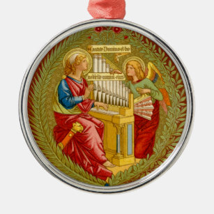 St. Cecilia of Rome (SNV 36) Round Metal Tree Decoration
