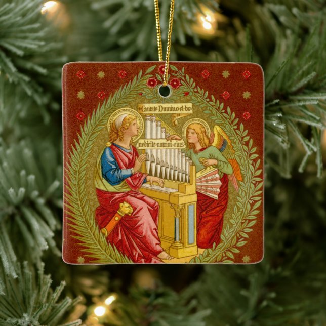 St. Cecilia of Rome (SNV 36) Square Ceramic Ornament (Tree)