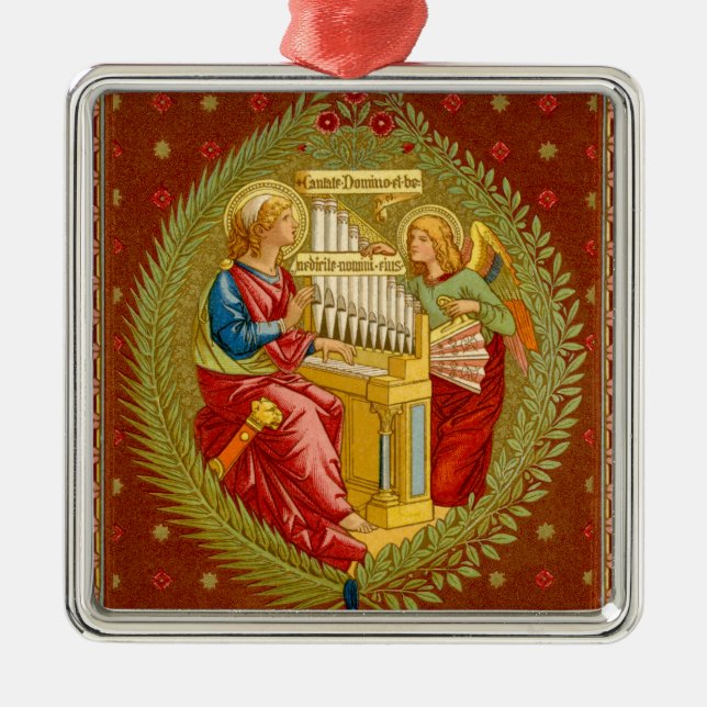 St. Cecilia of Rome (SNV 36) Square Metal Tree Decoration (Front)