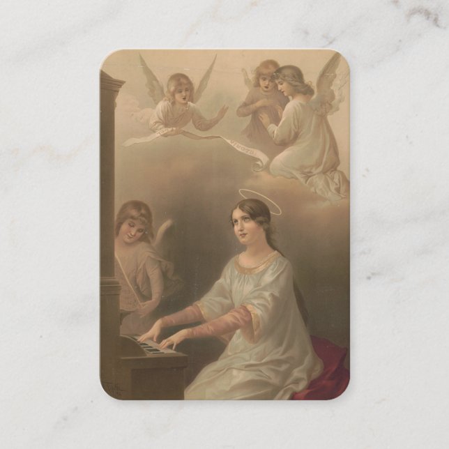 St. Cecilia Patron Musicians Catholic Prayer Place Card (Front)