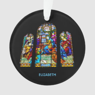 St. Cecilia Playing Organ Stained Glass Imitation Ornament