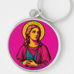 St Cecilia Pop Art Keyring