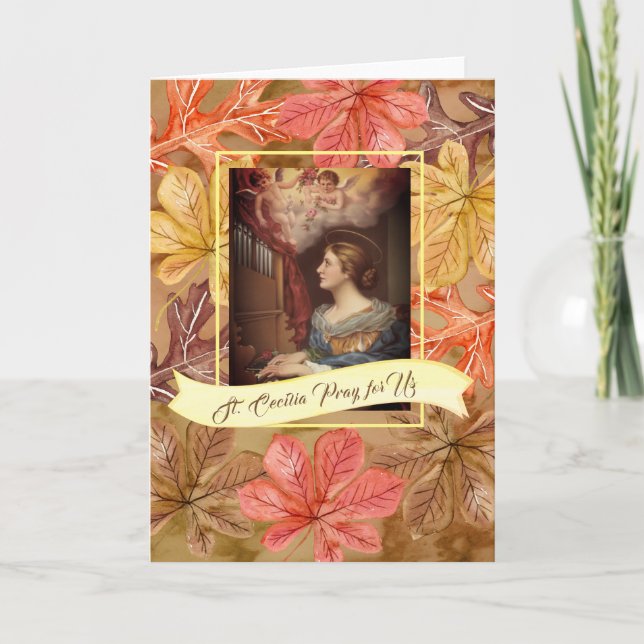 St. Cecilia Thanksgiving  Autumn Leaves Holiday Card (Front)