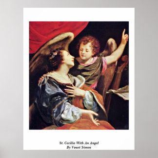 St. Cecilia With An Angel By Vouet Simon Poster