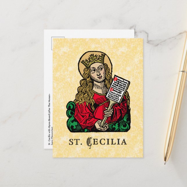 St. Cecilia with Hymn Board (Nuremberg) Postcard (Front/Back In Situ)