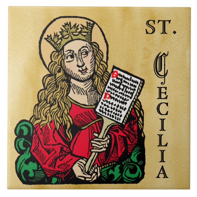 St. Cecilia with Hymn Board (Nuremberg) Tile (Front)