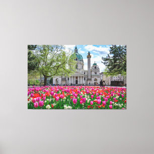 St. Charles Church in spring in Vienna, Austria Canvas Print