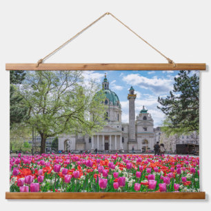St. Charles Church in spring in Vienna, Austria Hanging Tapestry