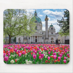 St. Charles Church in spring in Vienna, Austria Mouse Mat