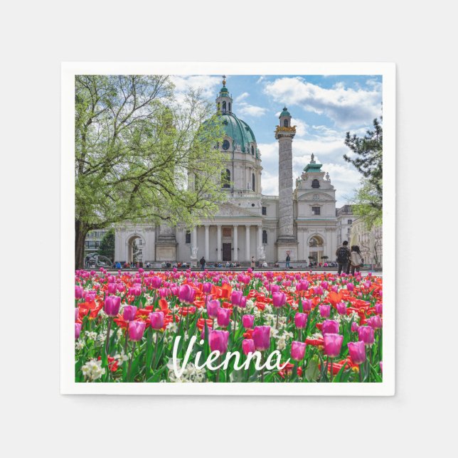 St. Charles Church in spring in Vienna, Austria Napkin (Front)