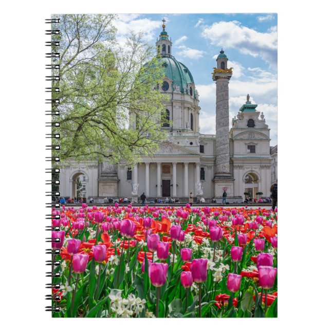 St. Charles Church in spring in Vienna, Austria Notebook (Front)