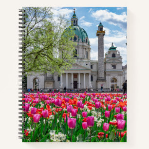 St. Charles Church in spring in Vienna, Austria Notebook