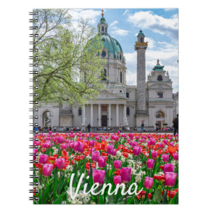 St. Charles Church in spring in Vienna, Austria Notebook