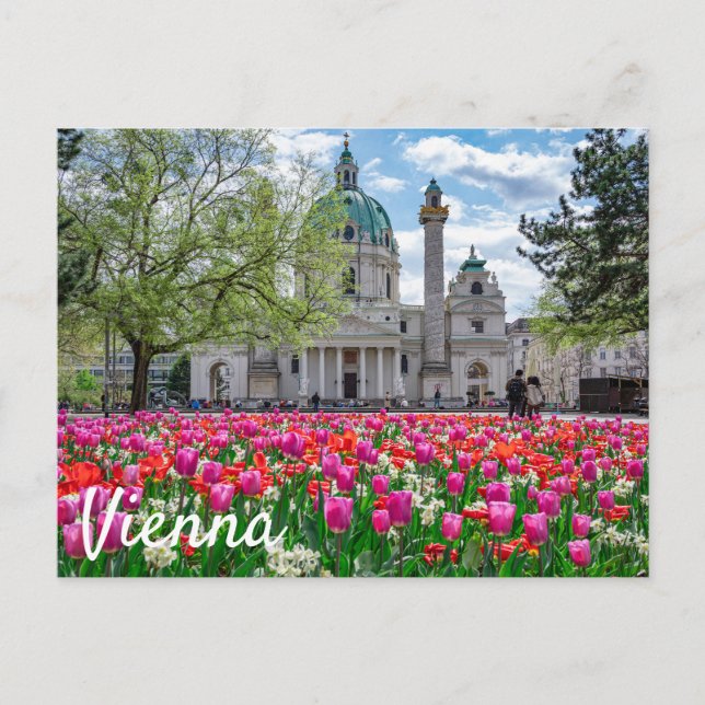 St. Charles Church in spring in Vienna, Austria Postcard (Front)