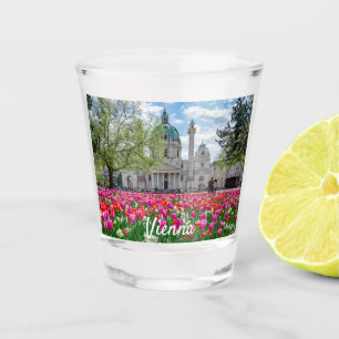 St. Charles Church in spring in Vienna, Austria Shot Glass