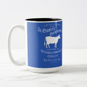 St Charles Illinois DAIRY COW MILK CREAM 1899 blue Two-Tone Coffee Mug