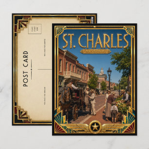 St. Charles Missouri Vintage Art Deco Golden Age Postcard