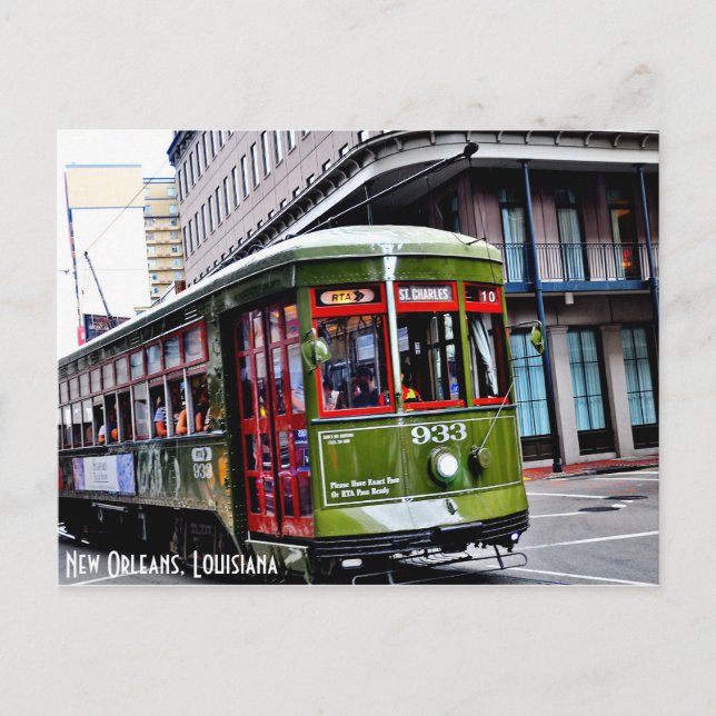 St. Charles Streetcar in New Orleans, LA Postcard (Front)