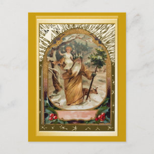 St Christopher carrying the child Jesus Holiday Postcard
