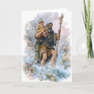 St Christopher Crossing The River - Feast Day Card