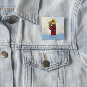 St. Christopher Feast Day Saint  15 Cm Square Badge