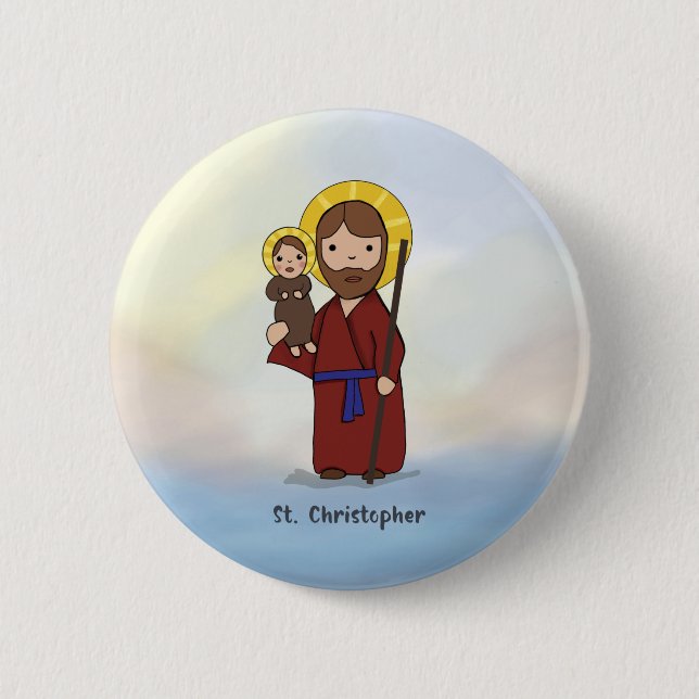 St. Christopher Feast Day Saint  6 Cm Round Badge (Front)