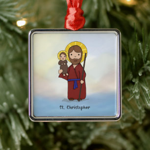 St. Christopher Feast Day Saint  Metal Tree Decoration