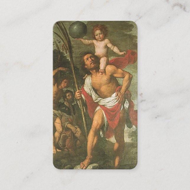 St. Christopher Jesus Religious Catholic Prayer Place Card (Front)