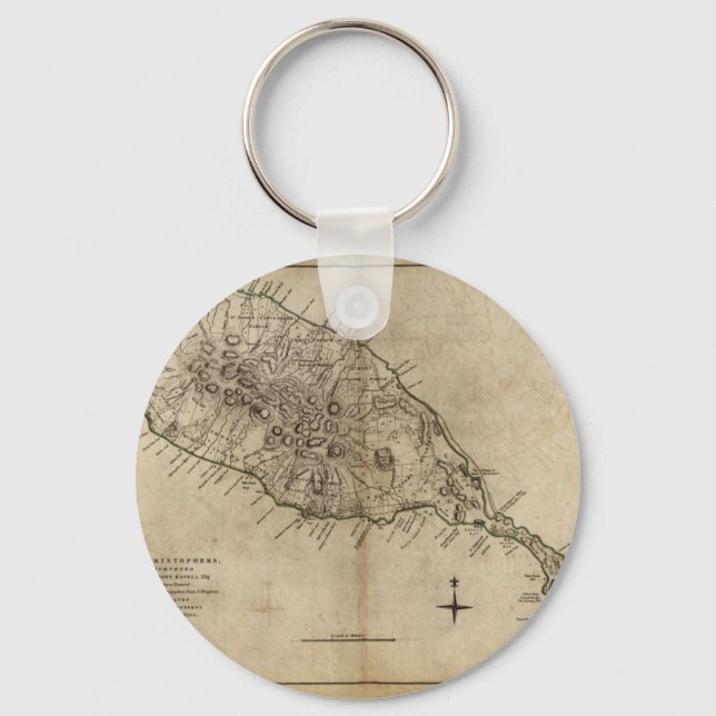 St. Christopher (St. Kitts), Caribbean Map Key Ring (Front)