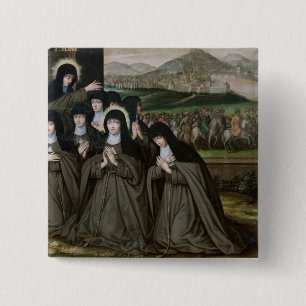 St. Claire with her Sister, Agnes and Nuns 15 Cm Square Badge