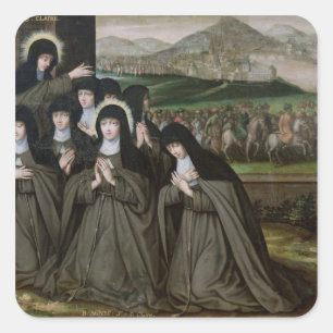 St. Claire with her Sister, Agnes and Nuns Square Sticker