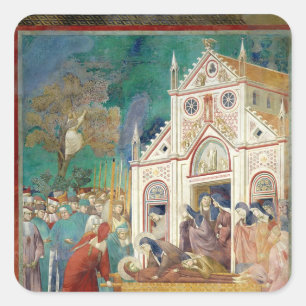 St. Clare Embraces the Body of St. Francis Square Sticker