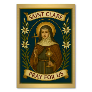 St. Clare of Assisi Catholic Wedding Table Card