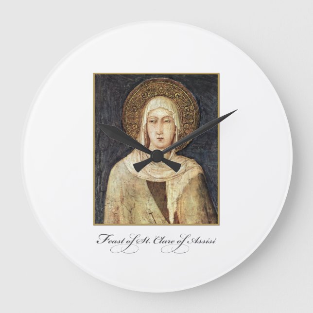 St. Clare of Assisi Feast Day Blessings Large Clock (Front)