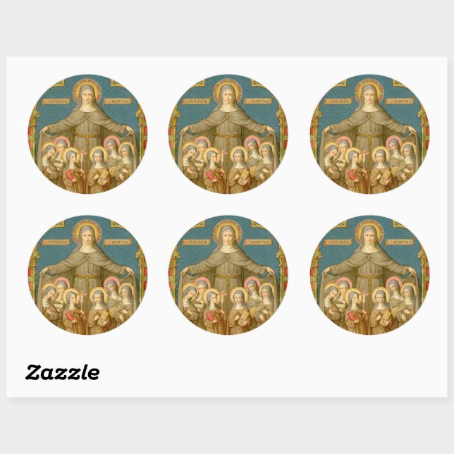 St. Clare of Assisi & Nuns (SAU 027) Classic Round Sticker (Sheet)