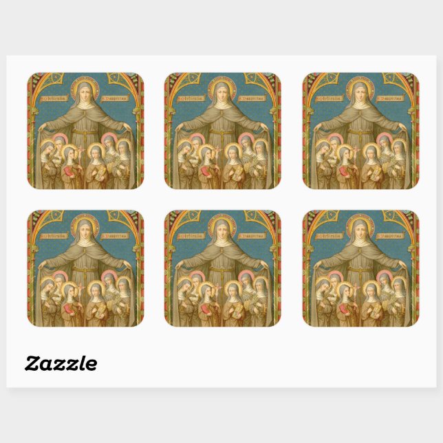 St. Clare of Assisi & Nuns (SAU 027) Square Sticker (Sheet)