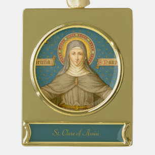 St. Clare of Assisi (SAU 027) Gold Plated Banner Ornament