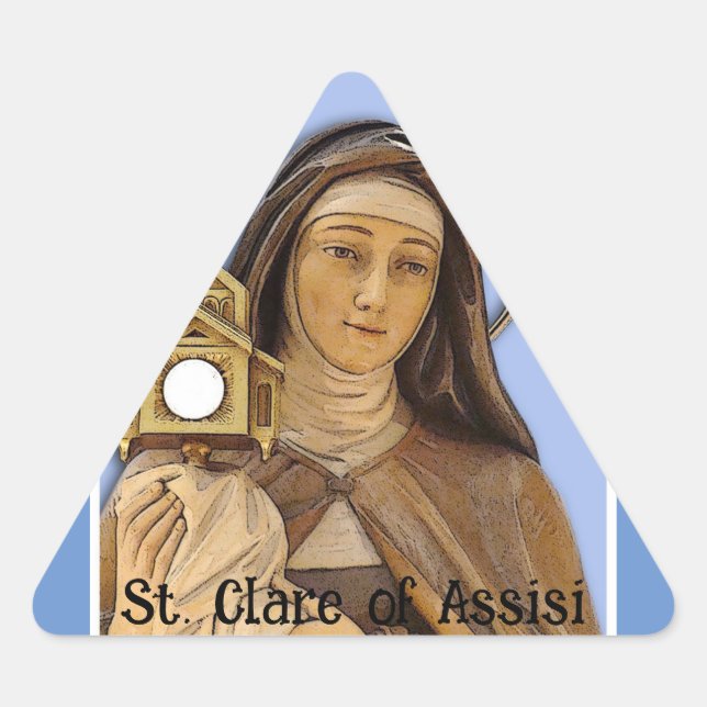 St Clare of Assisi Triangle Sticker (Front)