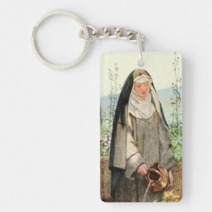 St Clare of Assisi Watering Flowers (M 065) Key Ring