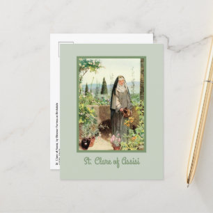 St Clare of Assisi Watering Flowers (M 065) Postcard