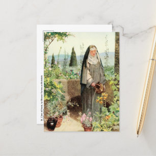 St Clare of Assisi Watering Flowers (M 065) Postcard