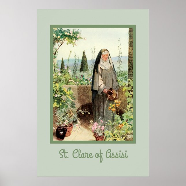 St Clare of Assisi Watering Flowers (M 065) Poster (Front)